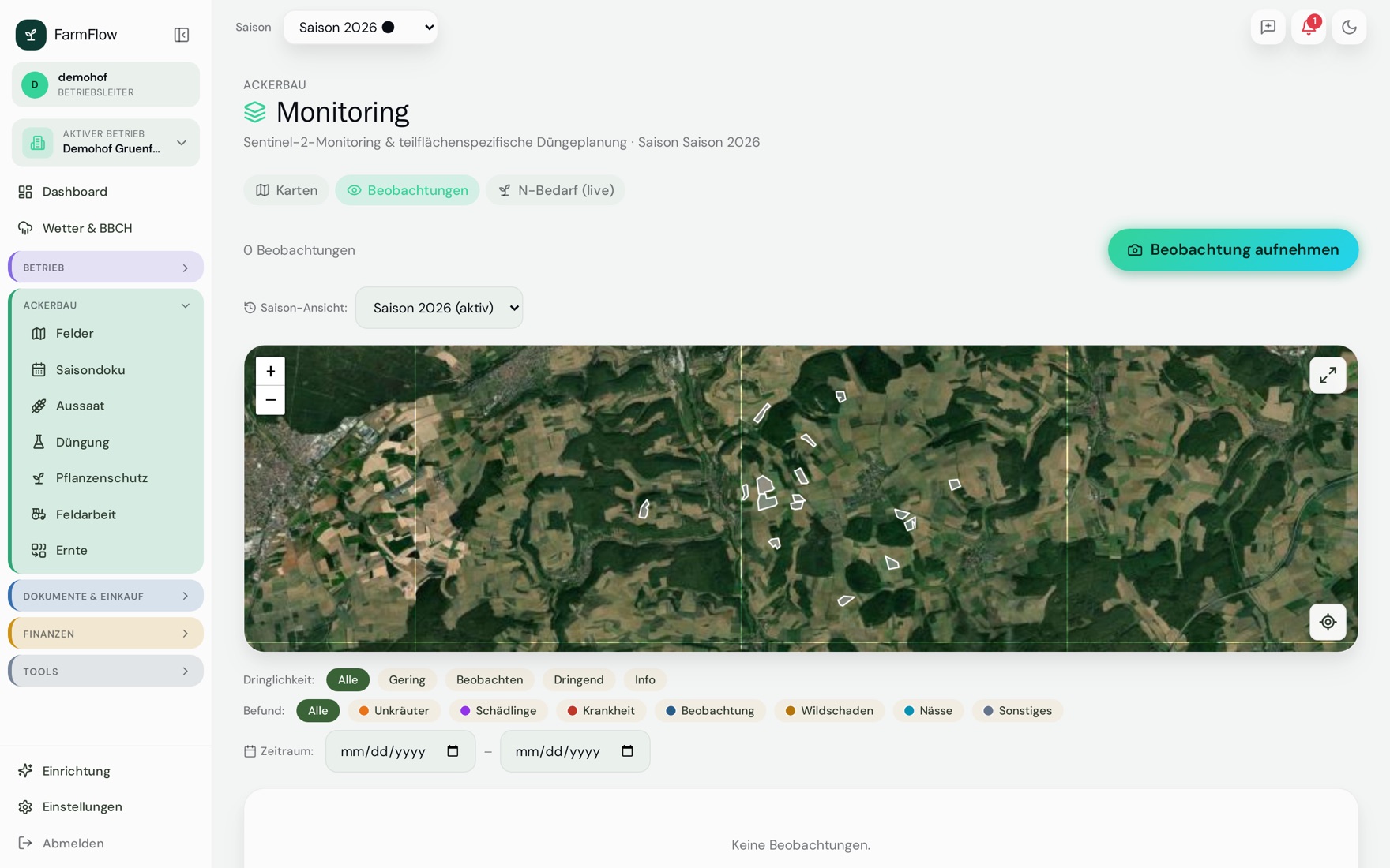 Zonenkarte (VRA) mit relativen Faktoren je Teilfläche